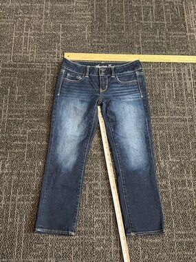 American Eagle Artist Crop Jeans Women's Size 4 Dark Blue Stretch Denim